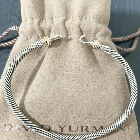 David Yurman 4mm Buckle Cable Cuff Bracelet in Sterling Silver and 18k Gold - Picture 4 of 4